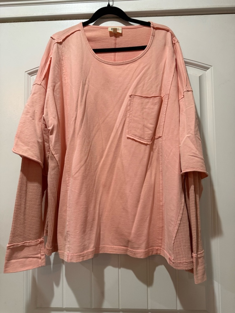 BiBi Soft Pink Layered Long Sleeve Pocket Top